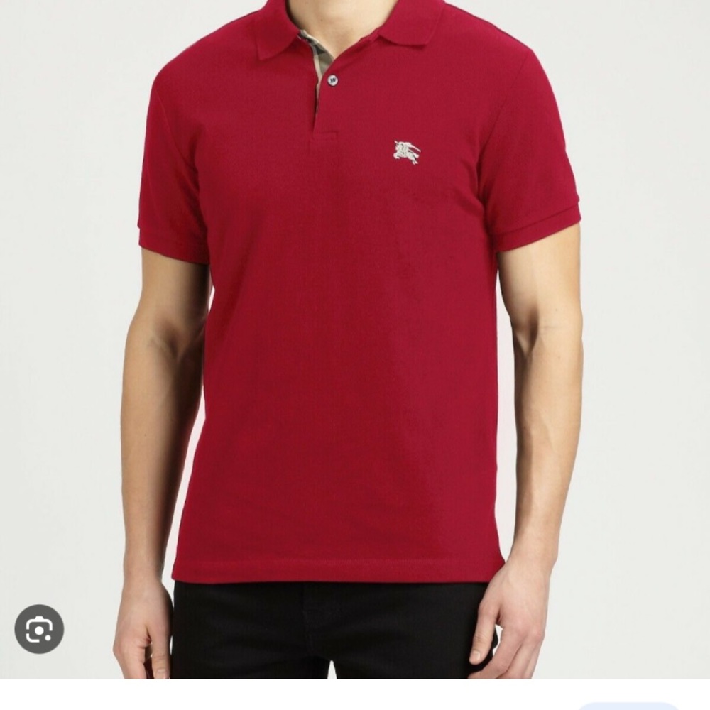 Burberry Brit Red Tryessa Logo Embroidered Stretch Piqué-knit Cotton Polo